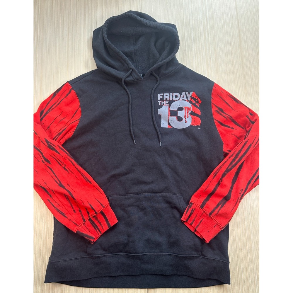 Friday The 13th‎ Hoodie Men's XL Black Spell Out Graphic Print Kangroo Pockets